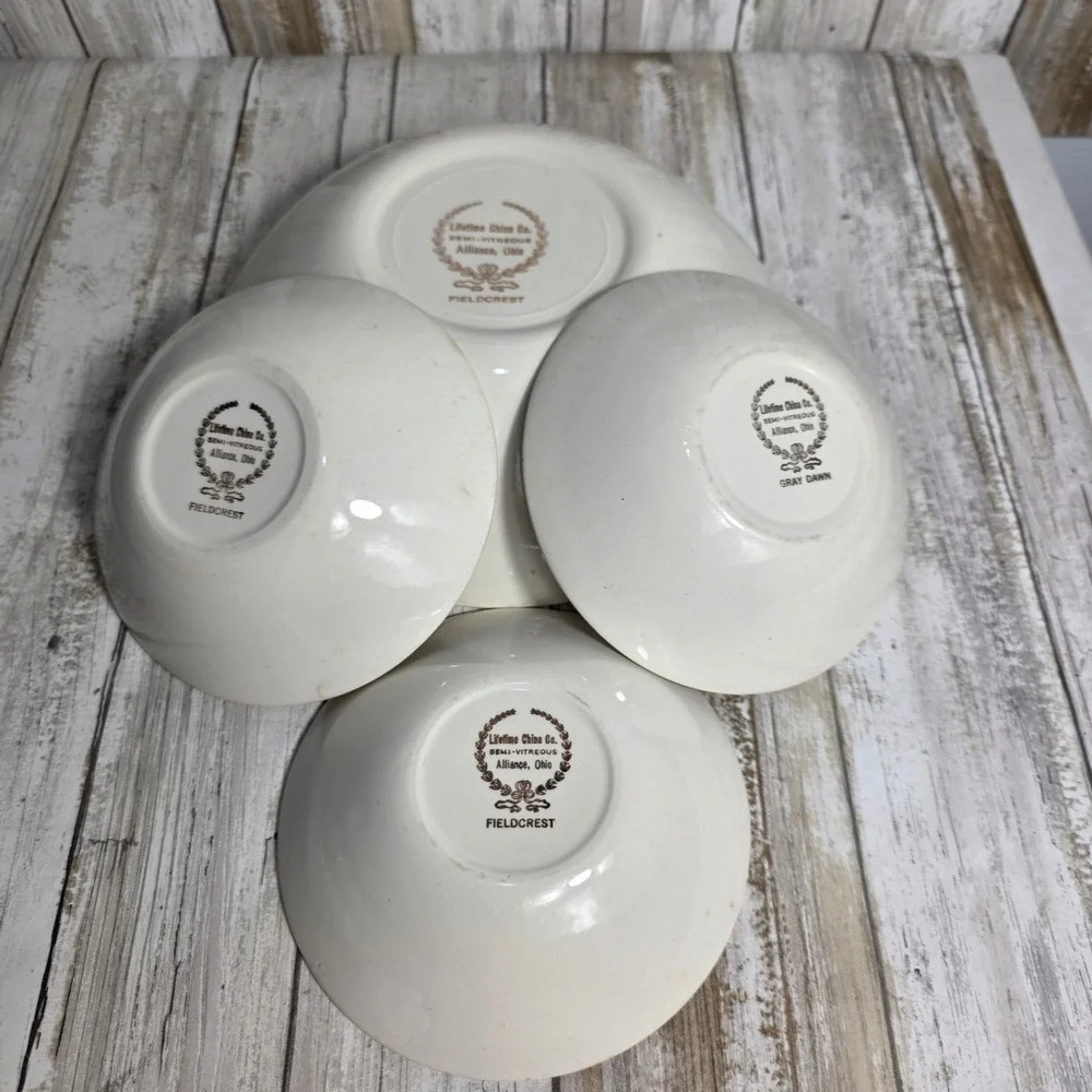 Lifetime China Co Fieldcrest Wheat Bowls Set 4 Vintage Semi-Vitreous Alliance OH